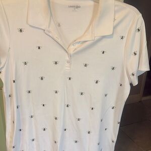 Lands' End White Shirt with Bee Pattern
